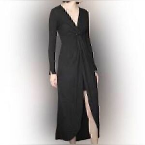 3/$30 _ LA VIE EN ROSE | NWT 🏷️ Black jersey stretch maxi dress twist tie - XS‌